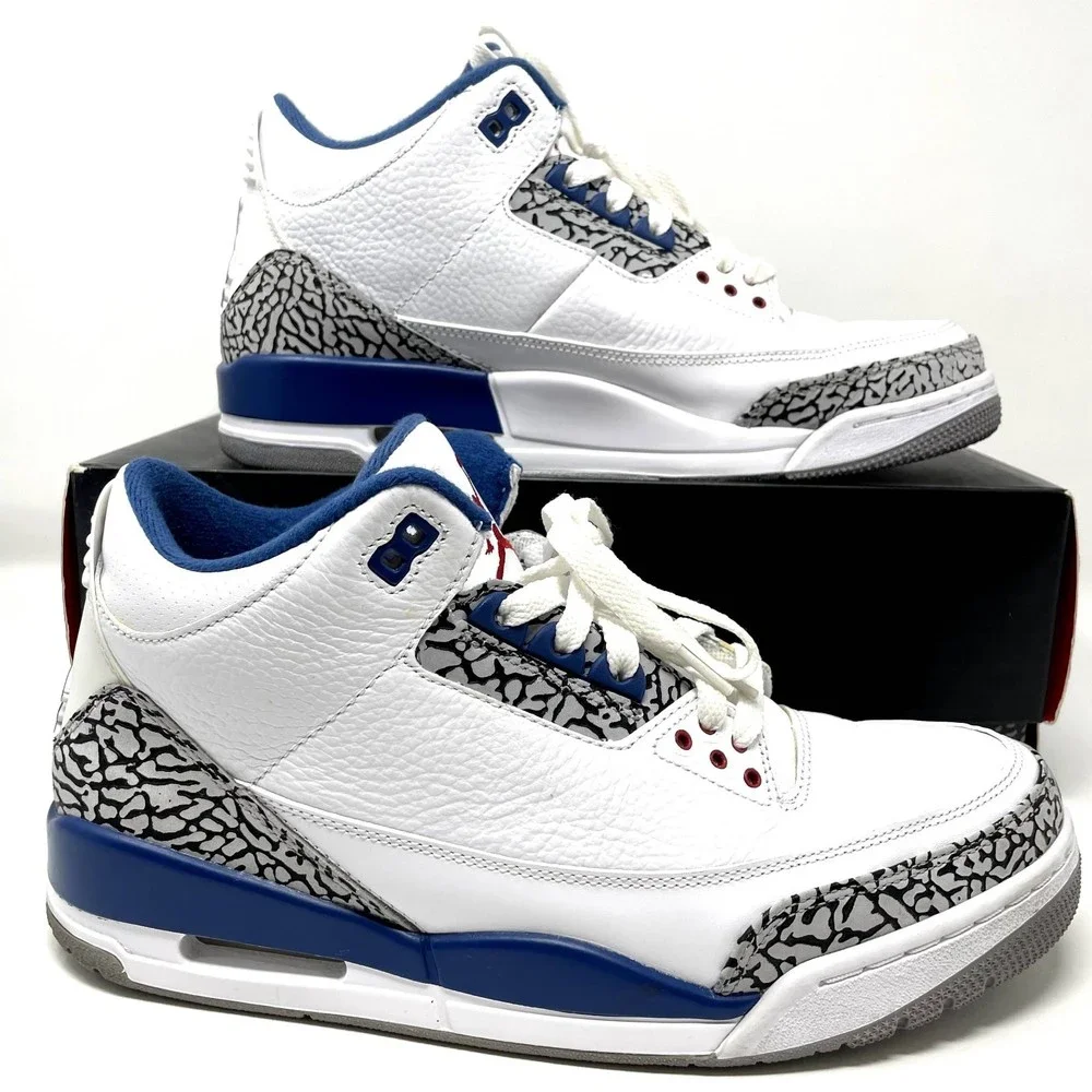Nike Air Jordan Retro 3 True Blue Men 10.5 White Iconic Sneakers 2011 136064-104